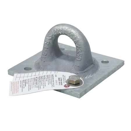 Super Anchor Safety 6"x6"x3/8" HDG D-Plate Anchor w/1093 Loop Top 2.0"i.d. CAL OSHA Complaint 1301-G